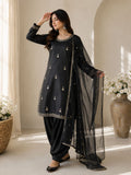 Designer Black Farshi Salwar Suit With Sequence And Embroidery Work