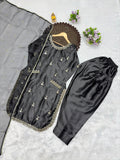 Designer Black Farshi Salwar Suit With Sequence And Embroidery Work