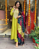 Latest Party Wear Viscose Chanderi Top Bottmom And Dupatta Set