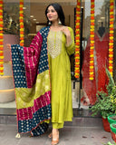Latest Party Wear Viscose Chanderi Top Bottmom And Dupatta Set