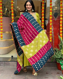 Latest Party Wear Viscose Chanderi Top Bottmom And Dupatta Set