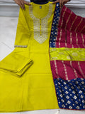 Latest Party Wear Viscose Chanderi Top Bottmom And Dupatta Set