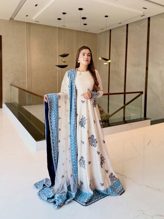 New Party Wear Look Heavy Star Georgette Gown Dupatta & Bottom Set