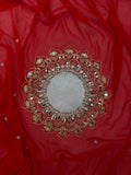 PARTY WEAR HAND WORKED DRAPE SAREE WITH FAUX GEORGETTE FABRIC WITH STITCHED BLOUSE