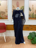 PARTY WEAR HAND WORKED DRAPE SAREE WITH FAUX GEORGETTE FABRIC WITH STITCHED BLOUSE