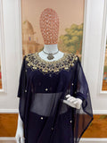 PARTY WEAR HAND WORKED DRAPE SAREE WITH FAUX GEORGETTE FABRIC WITH STITCHED BLOUSE