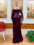 PARTY WEAR HAND WORKED DRAPE SAREE WITH FAUX GEORGETTE FABRIC WITH STITCHED BLOUSE
