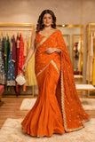 Premium Chinnon Silk Lehenga Saree with Beautiful fall with graceful drape