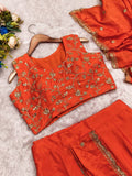 Premium Chinnon Silk Lehenga Saree with Beautiful fall with graceful drape