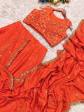 Premium Chinnon Silk Lehenga Saree with Beautiful fall with graceful drape