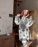 Latest Designer Rayon Butti Silk Co-Ord Set With Embroidery Chain Stitch Work