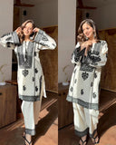 Latest Designer Rayon Butti Silk Co-Ord Set With Embroidery Chain Stitch Work