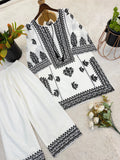 Latest Designer Rayon Butti Silk Co-Ord Set With Embroidery Chain Stitch Work
