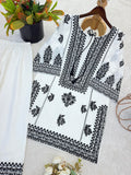 Latest Designer Rayon Butti Silk Co-Ord Set With Embroidery Chain Stitch Work