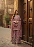 Latest Cinon Silk Top-Sarara and Dupatta Set With Heavy Embroidery And Sequence Work