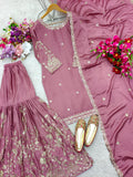 Latest Cinon Silk Top-Sarara and Dupatta Set With Heavy Embroidery And Sequence Work
