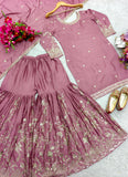 Latest Cinon Silk Top-Sarara and Dupatta Set With Heavy Embroidery And Sequence Work