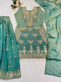 New Designer Party Wear Look Top-Plazzo and Dupatta With Heavy Embroidery Beads Work