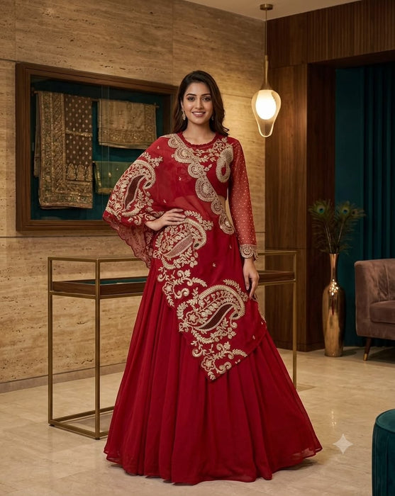 Latest Party Wear Lehenga Blouse And Shruge With Embroidery Work