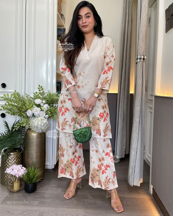 Summer Special Daily Wear Look Pure Cotton Slub Beautiful Co-Ord Set