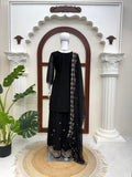 Latest Designer Top Plazzo And Dupatta Set With Beautiful Thread And Sequnce Work