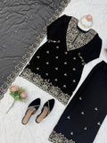 Latest Designer Top Plazzo And Dupatta Set With Beautiful Thread And Sequnce Work
