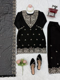 Latest Designer Top Plazzo And Dupatta Set With Beautiful Thread And Sequnce Work