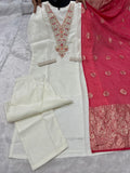 Roman Silk with Beautiful Embroidery With Sequence Work Salwar Kameez