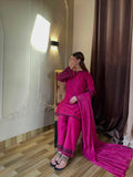 Designer Rayon Cotton Top Bottom And Dupatta Set With Embroidery And Sequence Work
