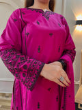 Designer Rayon Cotton Top Bottom And Dupatta Set With Embroidery And Sequence Work