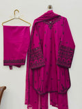Designer Rayon Cotton Top Bottom And Dupatta Set With Embroidery And Sequence Work