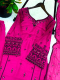 Designer Rayon Cotton Top Bottom And Dupatta Set With Embroidery And Sequence Work