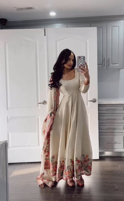 Pure Chinon Silk With Heavy Embroidery 5mm Sequence Work Salwar Kameez