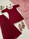 New Designer Heavy Faux Georgette Silk Top-Bottom And Dupatta Set