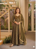 Beautiful Heavy Floral Brocade Jacquard fabric Stitched Anarkali Salwar Kameez