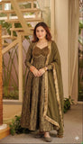 Beautiful Heavy Floral Brocade Jacquard fabric Stitched Anarkali Salwar Kameez