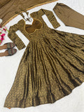 Beautiful Heavy Floral Brocade Jacquard fabric Stitched Anarkali Salwar Kameez