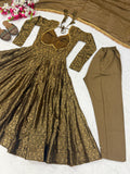Beautiful Heavy Floral Brocade Jacquard fabric Stitched Anarkali Salwar Kameez