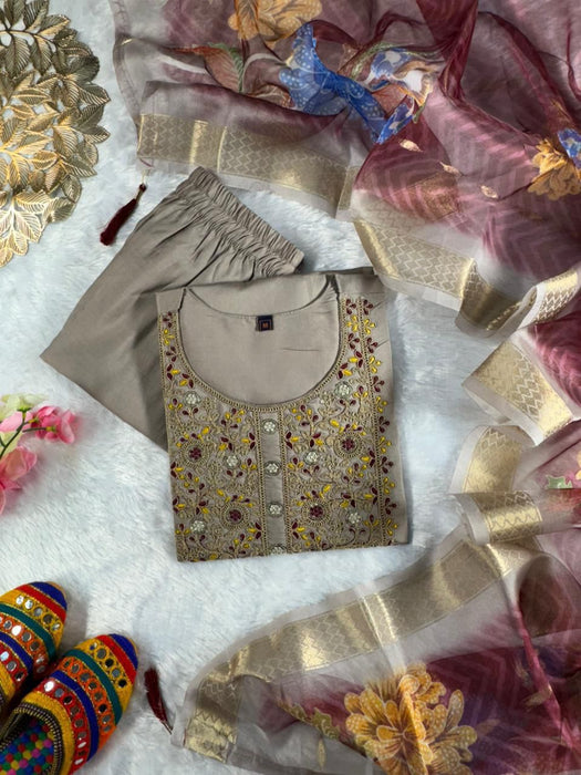 Roman Silk with Beautiful Embroidery With Sequence Work Salwar Kameez