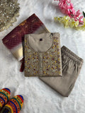 Roman Silk with Beautiful Embroidery With Sequence Work Salwar Kameez