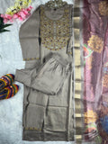 Roman Silk with Beautiful Embroidery With Sequence Work Salwar Kameez