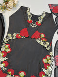 Roman Glass with Embroidery Sequence And Multi Work Beautiful Salwar Kameez