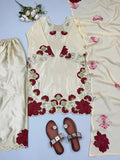Roman Glass with Embroidery Sequence And Multi Work Beautiful Salwar Kameez