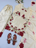 Roman Glass with Embroidery Sequence And Multi Work Beautiful Salwar Kameez