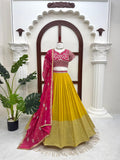 Latest Designer Foux Gorgette Lehenaga Choli With Sequence Work