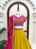 Latest Designer Foux Gorgette Lehenaga Choli With Sequence Work