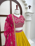 Latest Designer Foux Gorgette Lehenaga Choli With Sequence Work