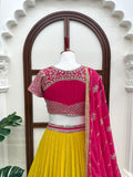 Latest Designer Foux Gorgette Lehenaga Choli With Sequence Work