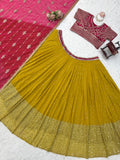 Latest Designer Foux Gorgette Lehenaga Choli With Sequence Work