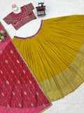Latest Designer Foux Gorgette Lehenaga Choli With Sequence Work
